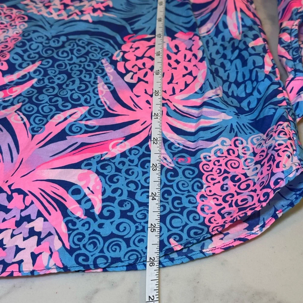 Lilly Pulitzer Sherida Top Borealis Blue Tropic Down Low Size XL - Picture 9 of 9